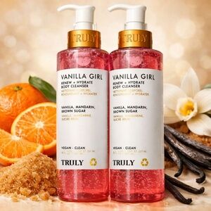 Truly Vanilla Girl Body Cleanser 2 Pack Vanilla Mandarin Brown Sugar 8oz